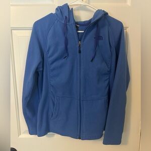 The North Face Blue Fleece Jacket zip up
With hood